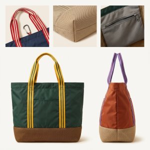 Vibrant Patchwork Tote | Multi-Color Beach Bag with Striped Handles